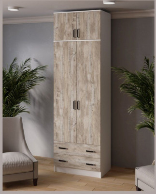 Шкаф комбинированный Лагуна с антресолью 800 белый/дуб юкон