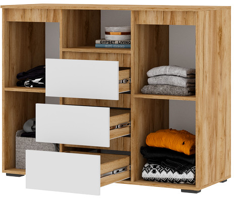 Хелен КМ 01 Комод 1202 (1.202х0.958х0.460) белый/дуб крафт золото