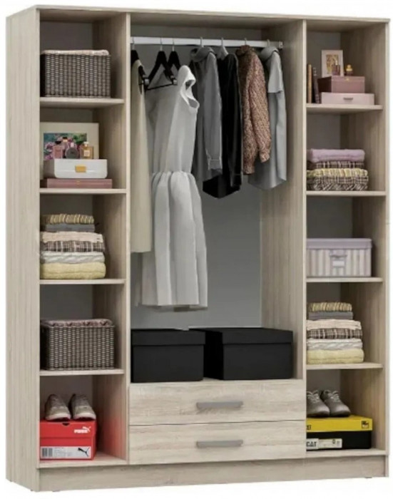 Модульная спальня Мартина, композиция 1 (Белый глянец, Дуб Сонома)