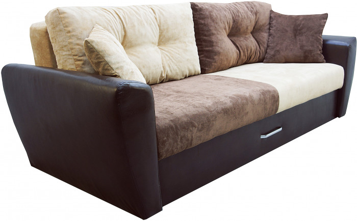 Диван-кровать Амстердам Люкс, 160х195, еврокнижка, пружинный блок, велюр/экокожа, комби