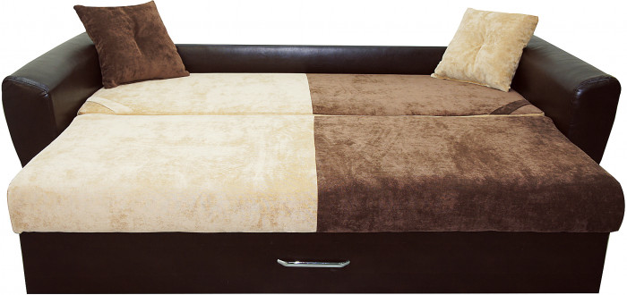 Диван-кровать Амстердам Люкс, 160х195, еврокнижка, пружинный блок, велюр/экокожа, комби