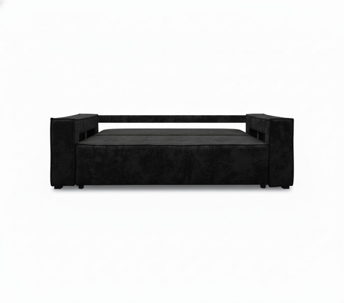 Диван-кровать Лофт Люкс Плюш с подсветкой, еврокнижка, пружинный блок, 140х195, черный