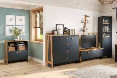 Модульная гостиная "Скандинавия", набор 2 - Антрацит/Дуб наварра