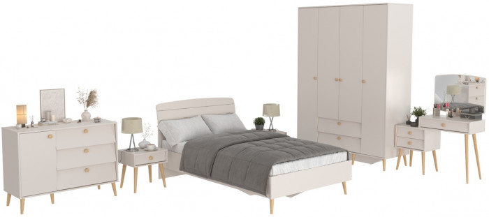 Афина Спальня 02-1200, цвет кашемир серый, сп.м. 1200х2000 мм., б/м, основание есть - фанера