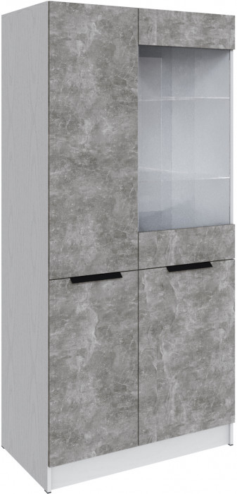 Шкаф Мадрид (0,9) с 1 витриной, Белый/Ателье светлое