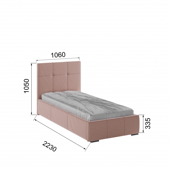 Рио Кровать интерьерная 900 пыльная роза квадрат, ПМ