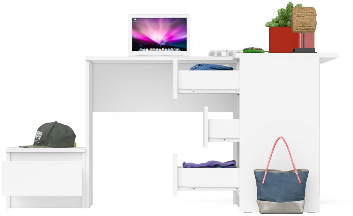 Мори компьютерный стол МС-16 правый + Тумба ТМП400.1, белый