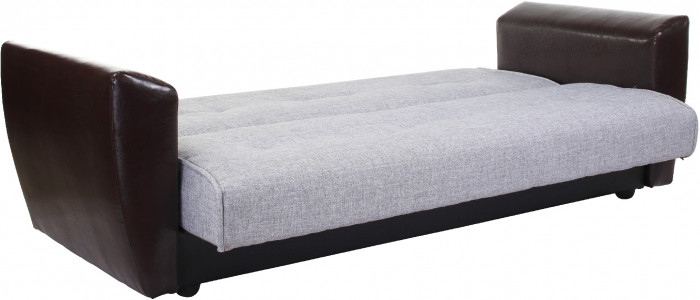 Диван-кровать Амстердам, 140х190, книжка, рогожка/экокожа, серый