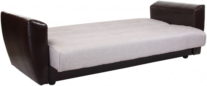 Диван-кровать Амстердам, 120х190, книжка, пружинный блок, рогожка/экокожа, бежевый