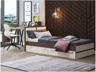 Карина-3 Кровать 90 (Венге / Ясень шимо светлый)