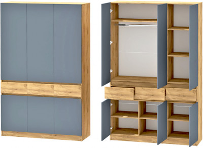 Иннэс-10 Шкаф 3-х створчатый, Дуб Крафт Золотой\Графит