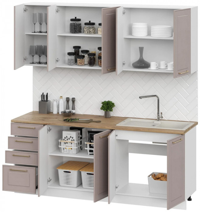 Кухня Милена 2,0м, Белый, Макиато