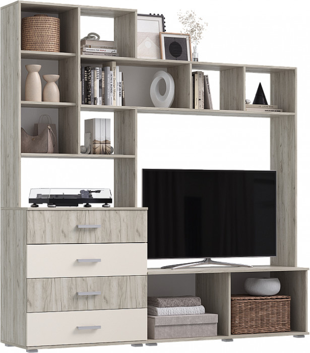 Модульная гостиная Белла, набор 2, Крафт серый/Кашемир