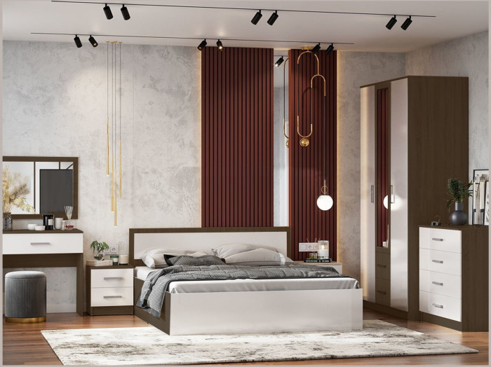 Модульная спальня Мартина, композиция 2 (Белый глянец, Дуб Сонома)