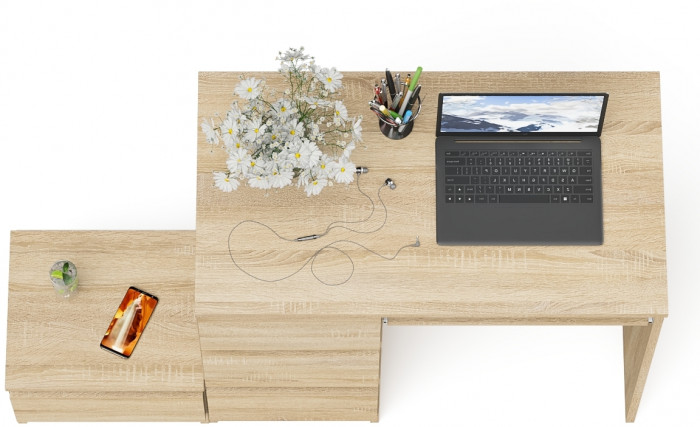 Мори компьютерный стол МС-6 левый + Тумба ТМП400.1, дуб сонома