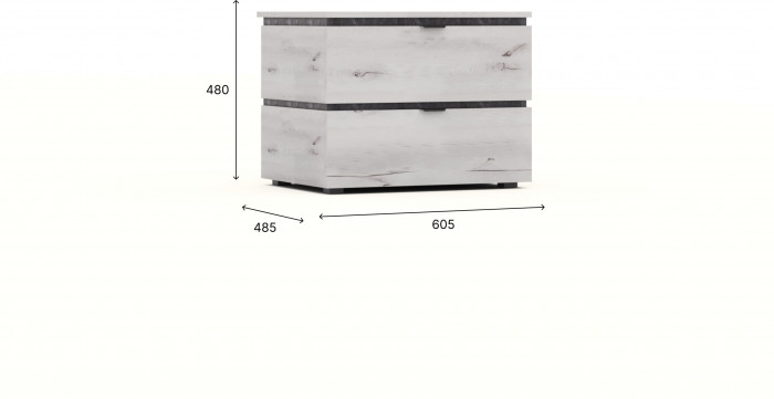 Тумба прикроватная 2 ящика "Ривьера" - Дуб кентербери/Капучино
