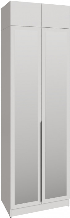 Шкаф 0,8 с антресолью и зеркалом Мадрид, Белый