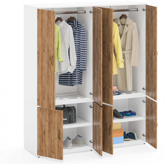 Лидер-8 Шкаф МД 19Б 2 шт., цвет белый шагрень/крафт золото, ШхГхВ 160х50х190 см., универсальная сборка