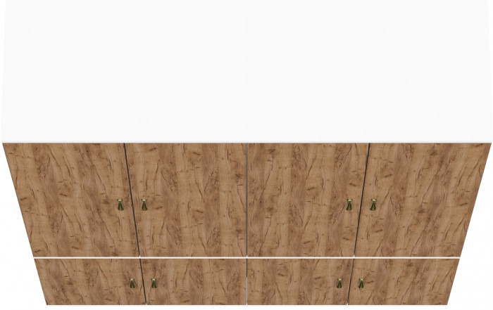 Лидер-8 Шкаф МД 19Б 2 шт., цвет белый шагрень/крафт золото, ШхГхВ 160х50х190 см., универсальная сборка