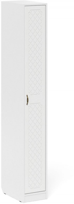 Прихожая П-6-500 Пенал, цвет белая шагрень/фасады МДФ белое дерево фрезеровка ромб, ШхГхВ 30х50х210 см., универсальная сборка