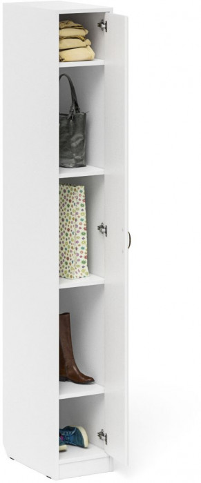 Прихожая П-6-500 Пенал, цвет белая шагрень/фасады МДФ белое дерево фрезеровка ромб, ШхГхВ 30х50х210 см., универсальная сборка