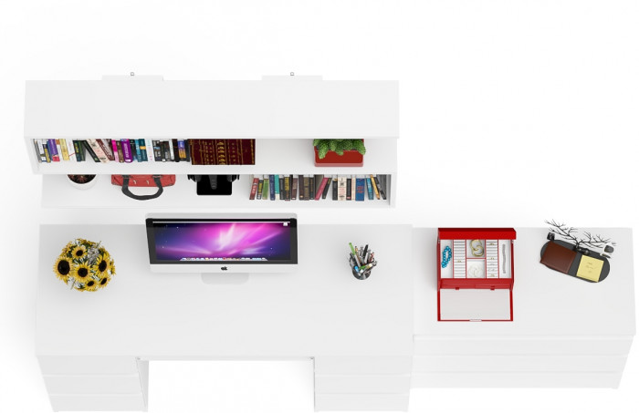 Мори компьютерный стол МС-2 + Комод МК800.1 + Полка 1200, белый