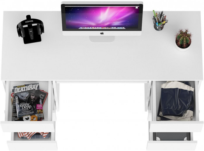 Мори Стол компьютерный МС-2, цвет белый, ШхГхВ 135,4х50х76,6 см.