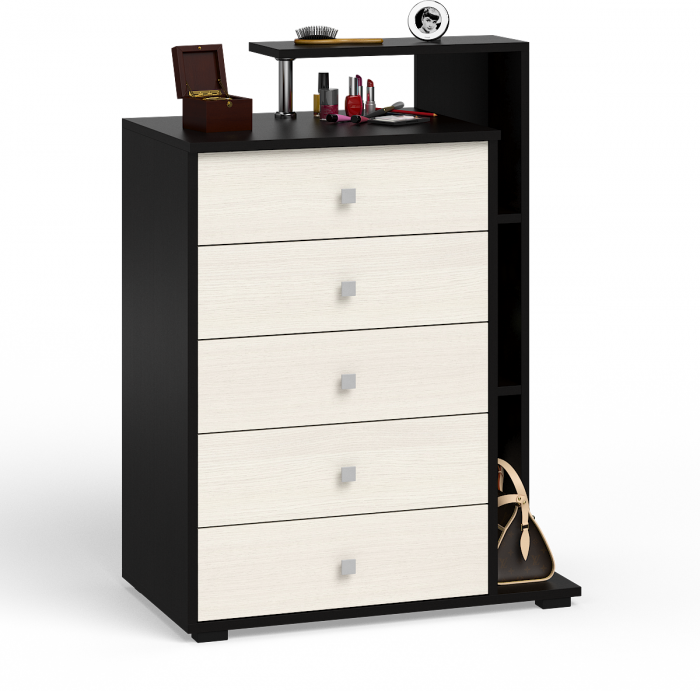 Камелия спальня № 14 Кровать с ящиками 900 + Стол косметический + Зеркало + Комод, венге/дуб лоредо