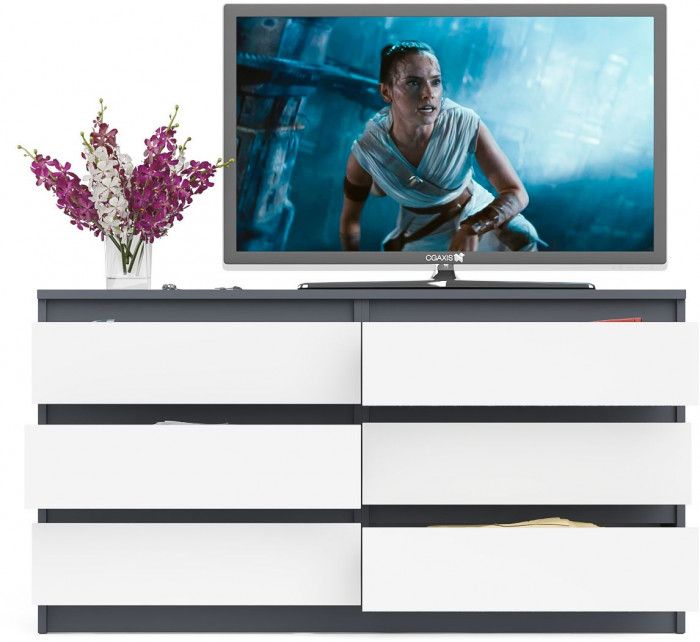 Мори Комод МК1380.6, цвет графит/белый, ШхГхВ 138х41х73 см.