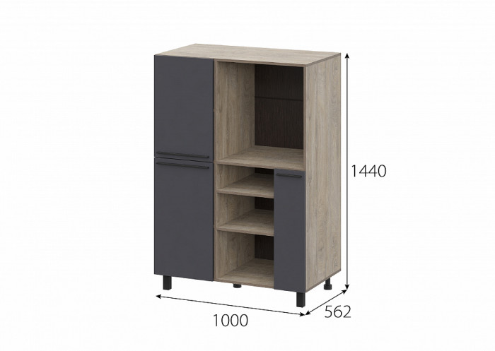 КГ Этна Пенал 10Ш1 Дуб Эндгрейн;Софт графит