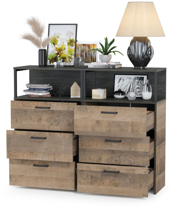 Трувор 13.307.02 Комод с ящиками + 13.307.02 Комод с ящиками, цвет дуб гранж песочный/интра, ШхГхВ 132х37х106,9 см.