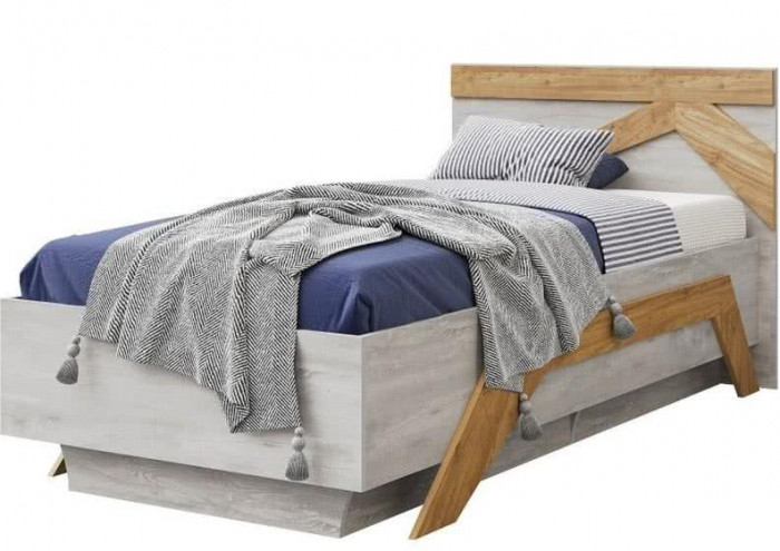 Кровать КМК Скандинавия 900, арт. 0905.2 Бетон пайн светлый/Дуб Наварра