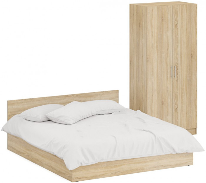Кровать 1800 + Шкаф 2-х створчатый Стандарт, дуб сонома