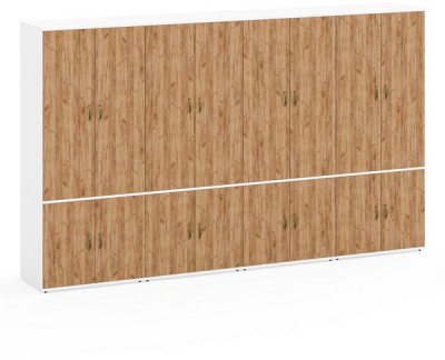 Лидер-8 Шкаф МД 19Б 4 шт., цвет белый шагрень/крафт золото, ШхГхВ 320х50х190 см., универсальная сборка