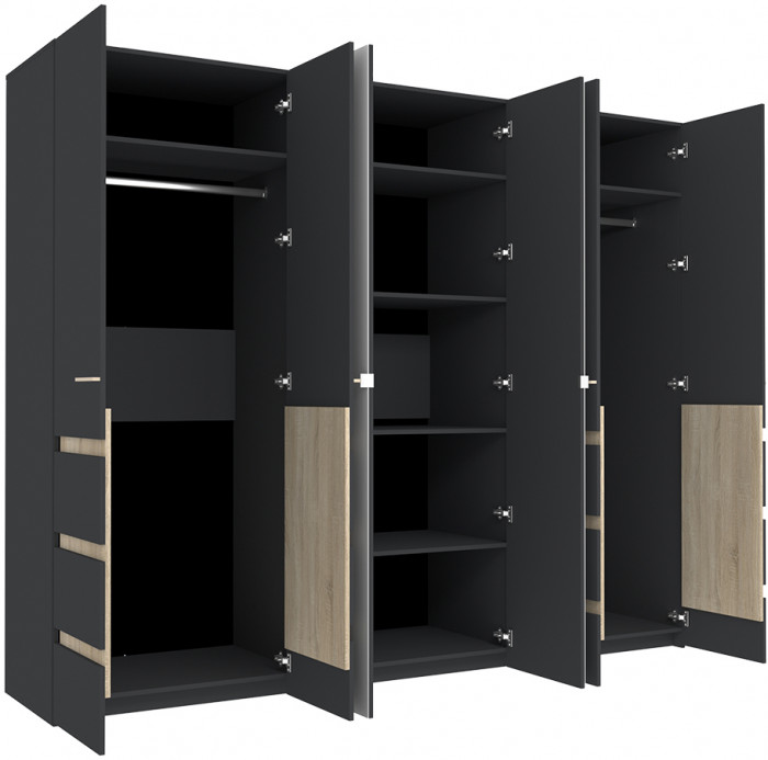 Шкаф для одежды и белья Анона, антрацит