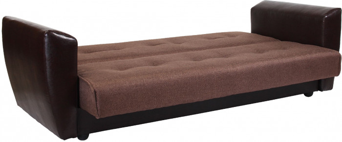 Диван-кровать Амстердам, 120х190, книжка, пружинный блок, рогожка/экокожа, коричневый
