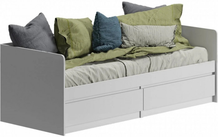 Челси Кровать 80 (Белый глянец, Дуб Сонома)