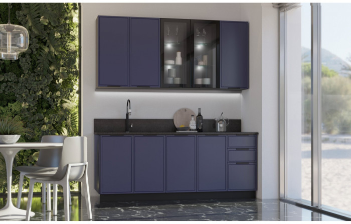 Кухня МДФ 2000/900 Николь (Холст вулканический, Графит)