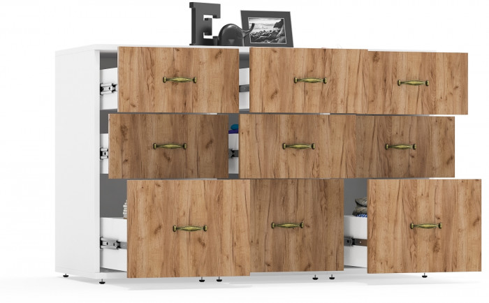 Лидер-8 Тумба МД 3.16 3 шт., белый шагрень/крафт золото