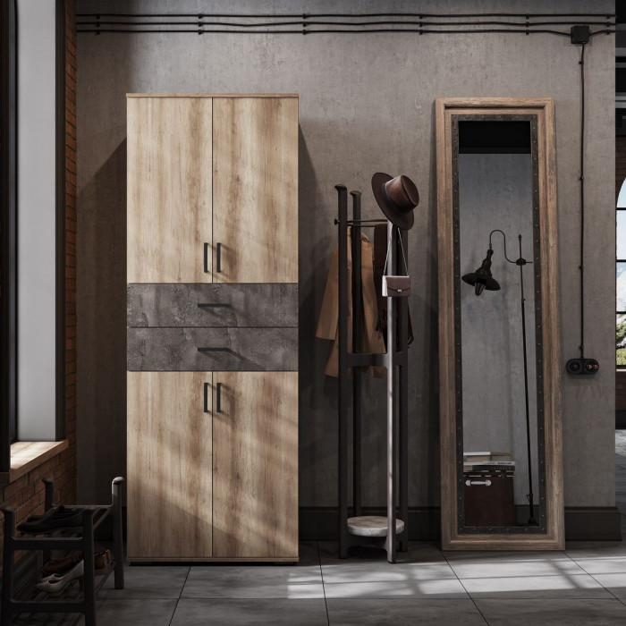 НЕЛЬСОН ШК 05 (СОЛО-5) Шкаф (0.800х2,200х0,500) дуб каньон/железный камень