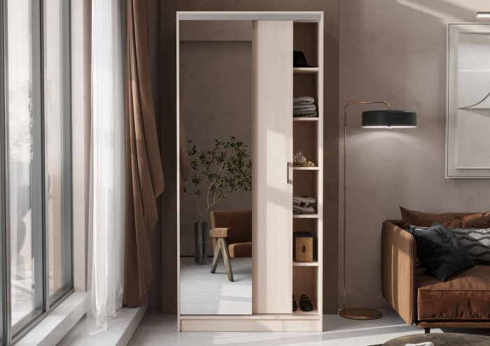 Альянс 1,0 м шкаф-купе (1000*2200*610 мм) дуб белфорд/дуб белфорд