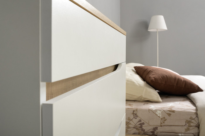 Муссон Спальня № 04, белый/дуб эндгрейн элегантный/искусственная кожа белая