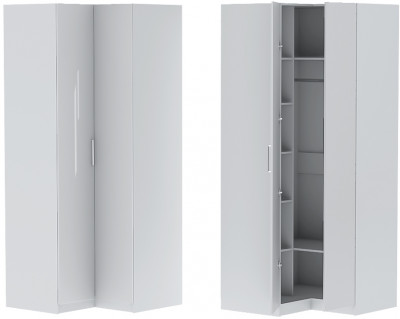 Шкаф угловой "Иннэс-7" - Белый/Белый глянец