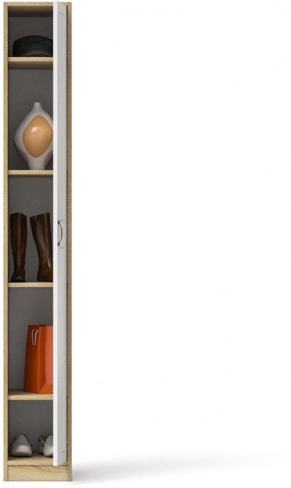 Прихожая П-6-500 Пенал, цвет дуб сонома/фасады МДФ белое дерево фрезеровка прованс, ШхГхВ 30х50х210 см., универсальная сборка