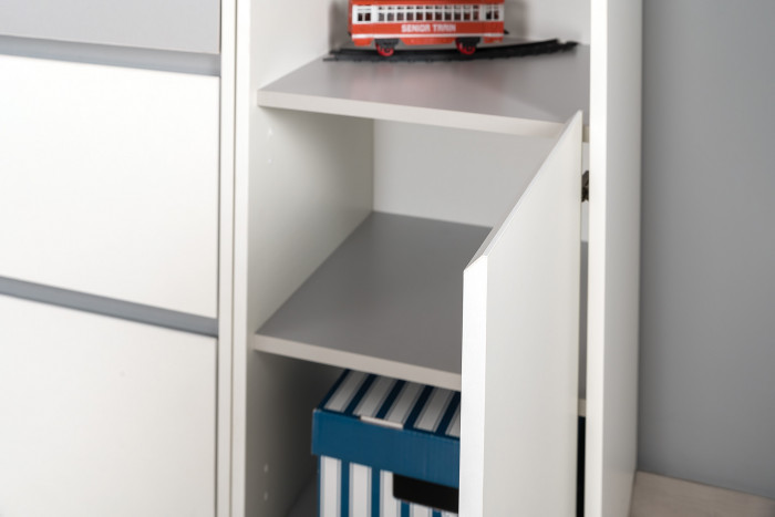 Торонто Компоновка № 02, цвет белый шагрень/стальной серый, ШхГхВ 240х53,1х149,7 см., универсальная сборка