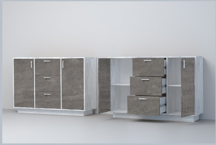 Эго Комод К-2 ПД (Глянец Белый/Дуб Крафт Золотой)