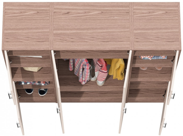 Шкаф С-МД-СК9Ш+Пенал С-МД-СК9П+Пенал С-МД-СК9П, ясень шимо светлый/ясень шимо тёмный