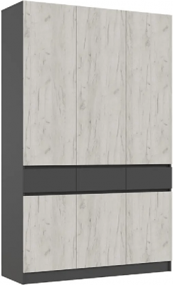 Прихожая Роджина Шкаф 3-х ств (Графит/Дуб Крафт Белый) (Дуб крафт белый/Графит)