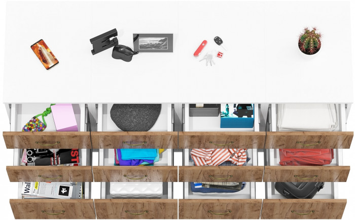 Лидер-8 Тумба МД 3.16 4 шт., белый шагрень/крафт золото