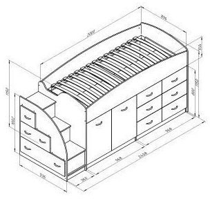 Кровать-чердак Дюймовочка-4, Дуб молочный / Розовый